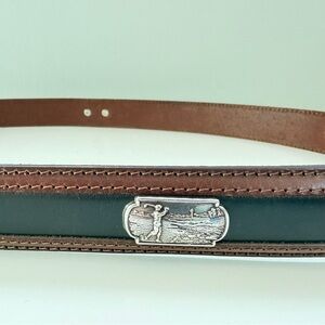 Onyx by Brighton Mens Brown Leather Golf Belt Cocho Style Silver Buckle Size 40